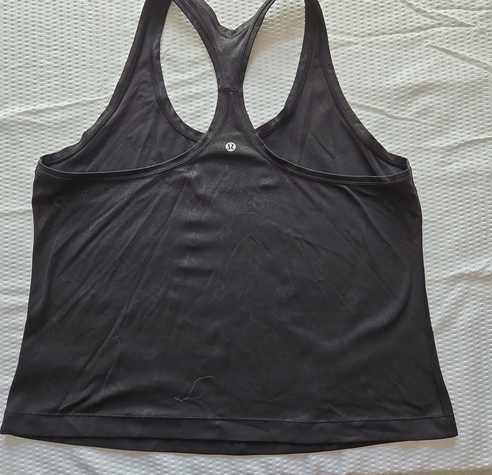 Lululemon Athletica Black Racerback Tank Top with Logo print Size 18